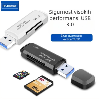 USB 3.0 Čitač kartica za TF/SDXC – 2-u-1 za DSLR i digitalnu kameru