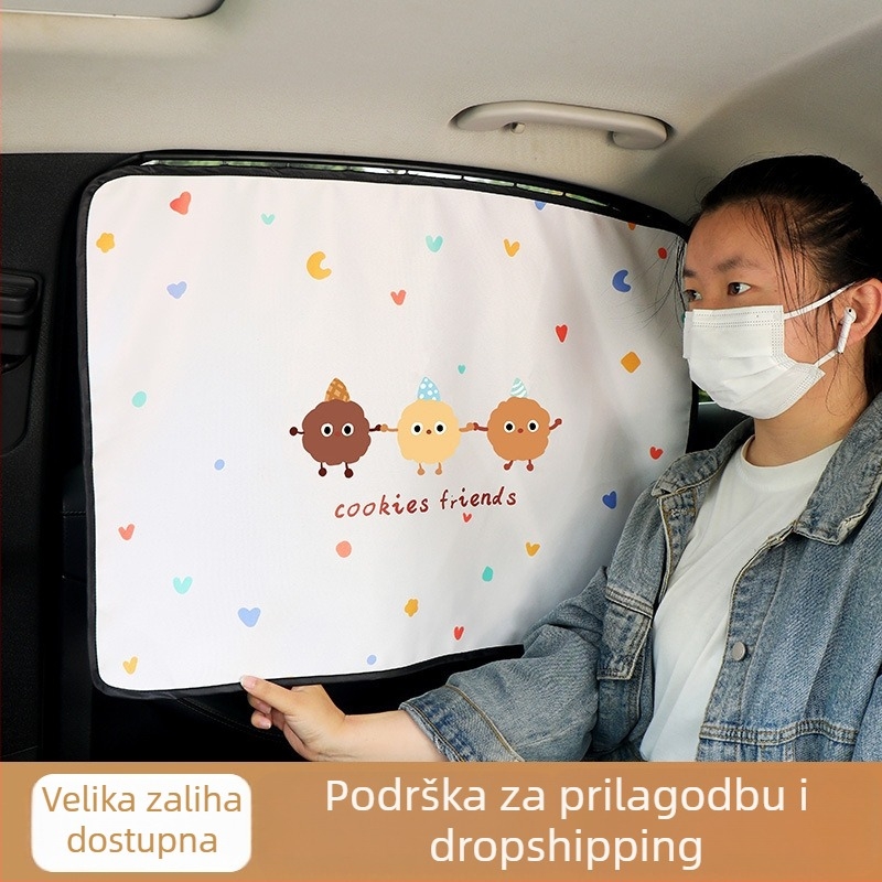 Magnetska zavjesa za bočni prozor kolica za bebe, poliesterska tkanina, prilagodljiva, univerzalna kompatibilnost, viseći tip
