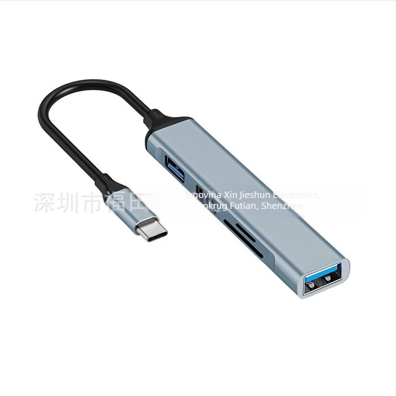 5-u-1 USB 3.0 docking stanica s USB hubom, čitačem SD/TF kartica i Type-C pretvaračem (kov+ABS kućište)