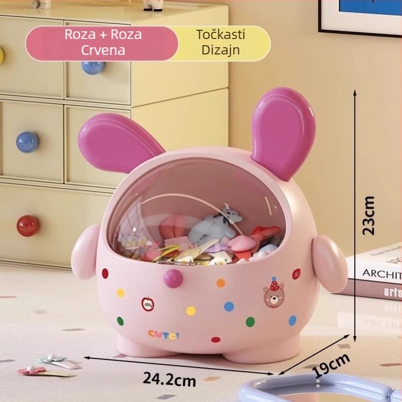 Desktopska kutija za skladištenje s poklopcem, PVC, zapremina 2 L, crtić uzorak, pogodna za kozmetiku, nakit i sitne predmete