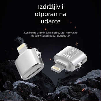 SD/TF čitač kartica sa svjetlom – Lightning sučelje, aluminijska legura, vanjska ugradnja, 20 g