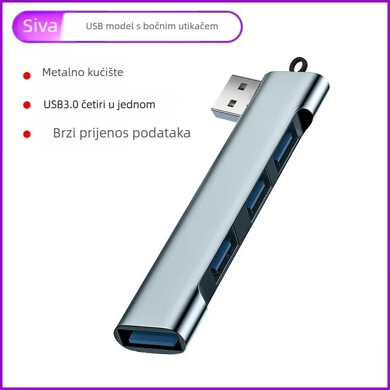 Type-C docking za tablet s čitačem SD/TF, 2 USB 3.0 porta i napajanjem preko dockinga – aluminijska legura