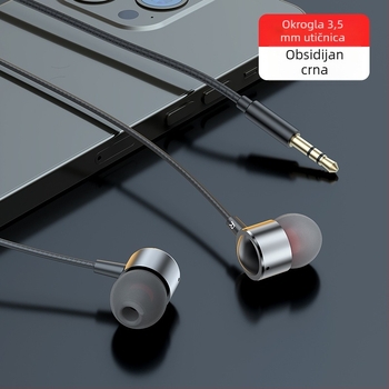 In-ear žične slušalice – 3,5 mm priključak, kabel 3 m, frekvencijski raspon 20–20000 Hz, impedancija 32 Ω, 10 mm zvučnik