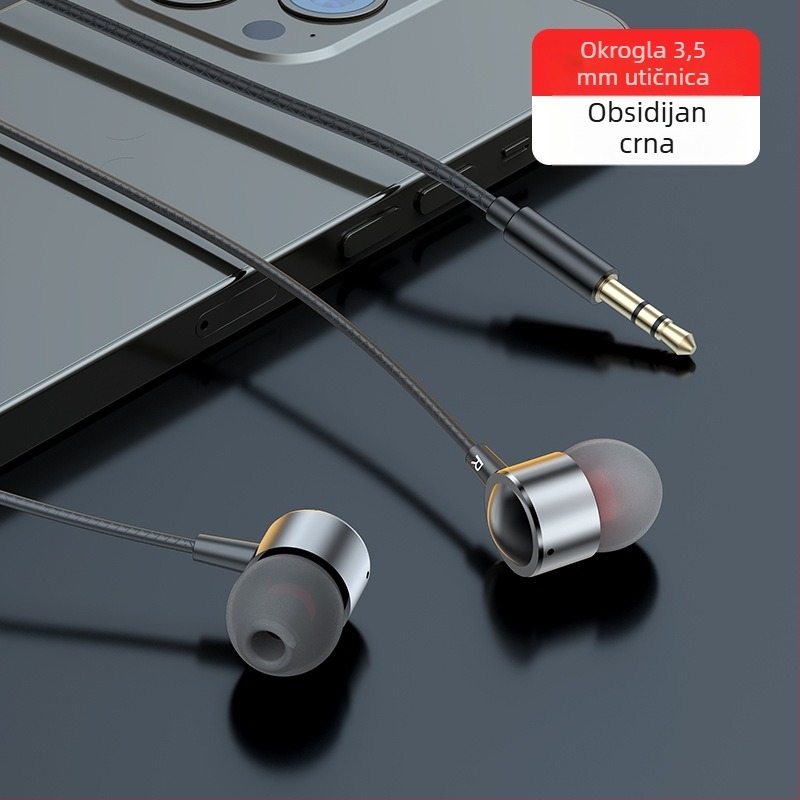 In-ear žične slušalice – 3,5 mm priključak, kabel 3 m, frekvencijski raspon 20–20000 Hz, impedancija 32 Ω, 10 mm zvučnik