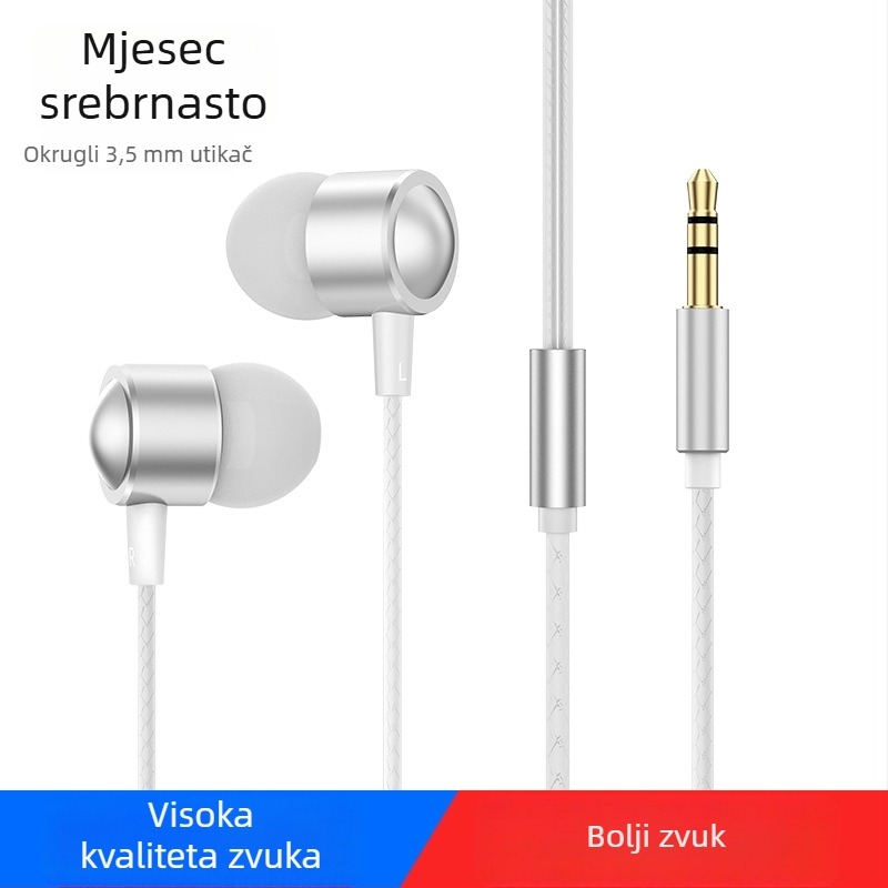 In-ear žične slušalice – 3,5 mm priključak, kabel 3 m, frekvencijski raspon 20–20000 Hz, impedancija 32 Ω, 10 mm zvučnik