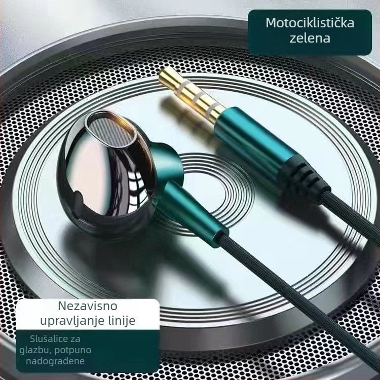 Ušne slušalice s kabelom, s ugrađenim mikrofonom i jakim basom, 14,2 mm driveri, metalno kućište, 3,5 mm priključak