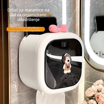 Zidni spremnik za maramice za lice - plast, moderni minimalistički stil, vodootporan, kompatibilan s rolom papira, model WJ-168