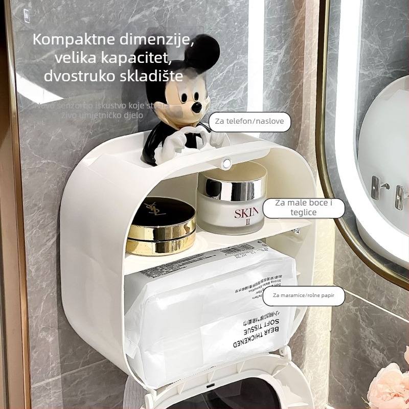 Zidni spremnik za maramice za lice - plast, moderni minimalistički stil, vodootporan, kompatibilan s rolom papira, model WJ-168