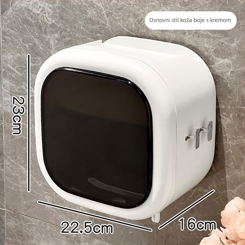 Zidni spremnik za maramice za lice - plast, moderni minimalistički stil, vodootporan, kompatibilan s rolom papira, model WJ-168