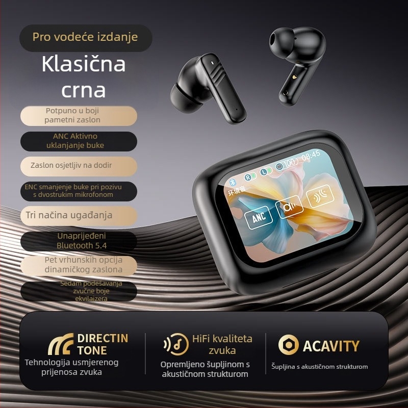 LX10 Pametne Bluetooth slušalice za prijevod s AI, potpuno dodirno sučelje, redukcija buke, glazba, LED prikaz, IPX4