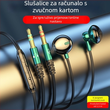 Ušni žični PC headset s 14,2 mm driverima, dvostruki 3,5 mm utor, kabel 2,5 m, mikrofon