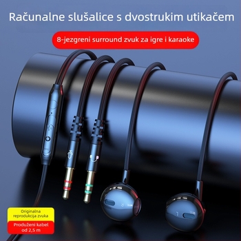 Ušni žični PC headset s 14,2 mm driverima, dvostruki 3,5 mm utor, kabel 2,5 m, mikrofon