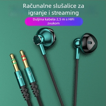 Ušni žični PC headset s 14,2 mm driverima, dvostruki 3,5 mm utor, kabel 2,5 m, mikrofon
