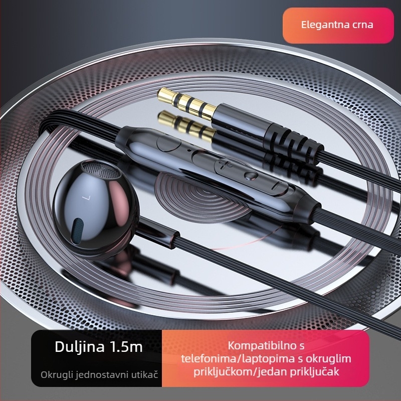 Ušni žični PC headset s 14,2 mm driverima, dvostruki 3,5 mm utor, kabel 2,5 m, mikrofon