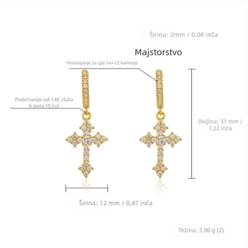 Naušnice od bakra i cirkonija, marka Jinao, oblik 1327355784, stil osoban, unisex