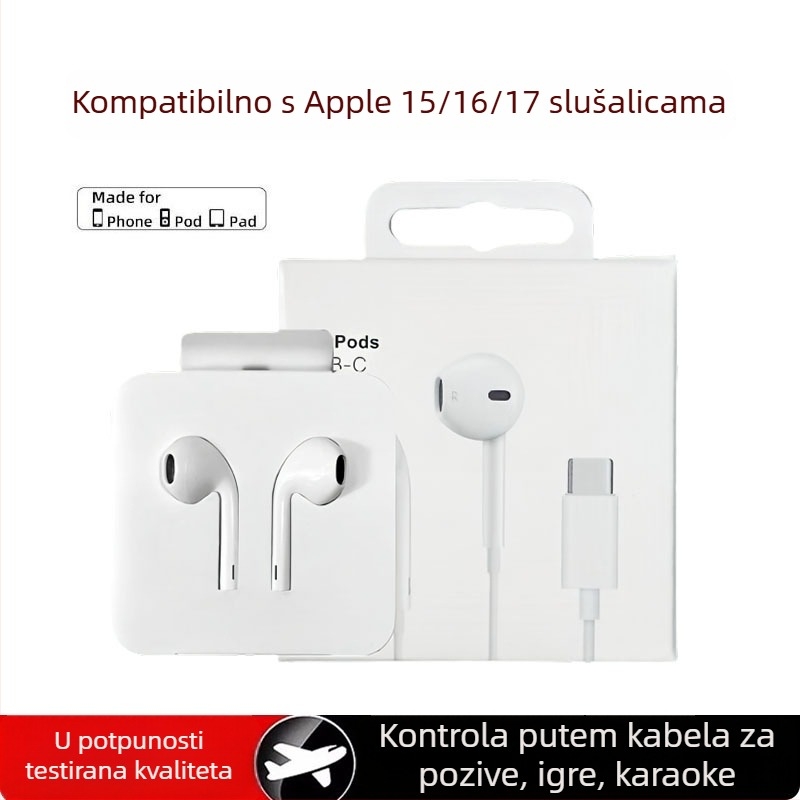 In-ear žične slušalice s dinamičkim drajverom, osjetljivost 102 dB, duljina kabela 120 cm, model 15