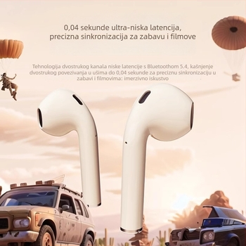 SR10 true wireless bežične slušalice, izuzetno dugo trajanje baterije, Bluetooth 5.3, IPX4, stereo za trčanje, glazbu i igrice