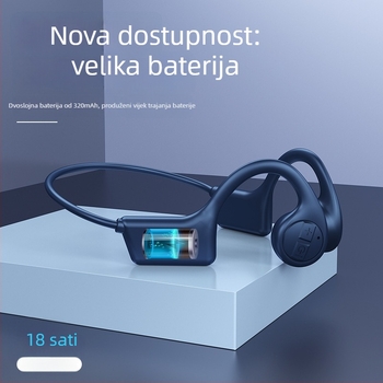 Slušalice s kostnom vodljivosti, kuka za uho, bežične za trčanje, doseg 10 m, Bluetooth 5.3, trajanje baterije >8 h, redukcija buke