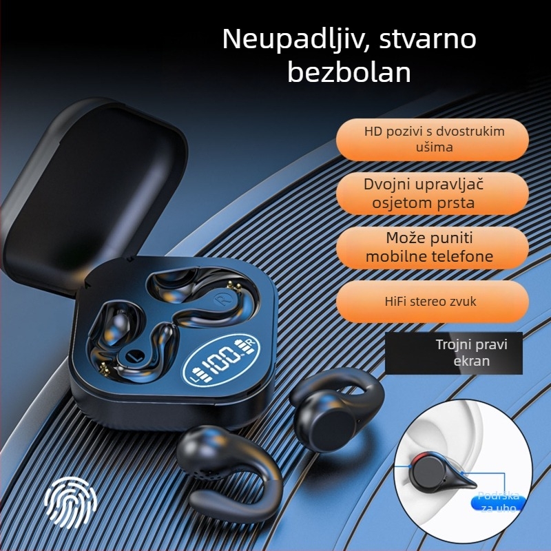 Bežične Bluetooth slušalice s klipom za uho, domet 10 m, Bluetooth 5.3, stereo, IPX4