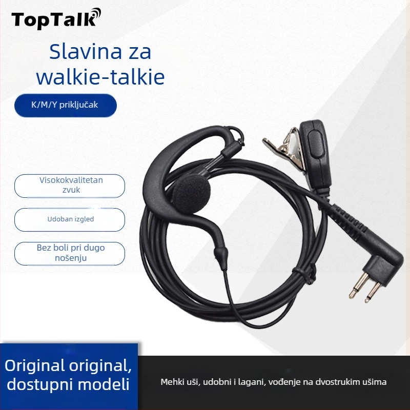 Walkie-Talkie headset s ušnim kukicama, 3,5 mm priključak, žični mikrofon, kabel 110 cm, 16 mm zvučnik