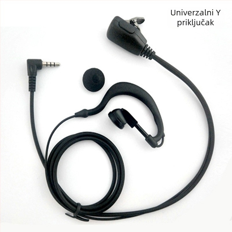 Walkie-Talkie headset s ušnim kukicama, 3,5 mm priključak, žični mikrofon, kabel 110 cm, 16 mm zvučnik
