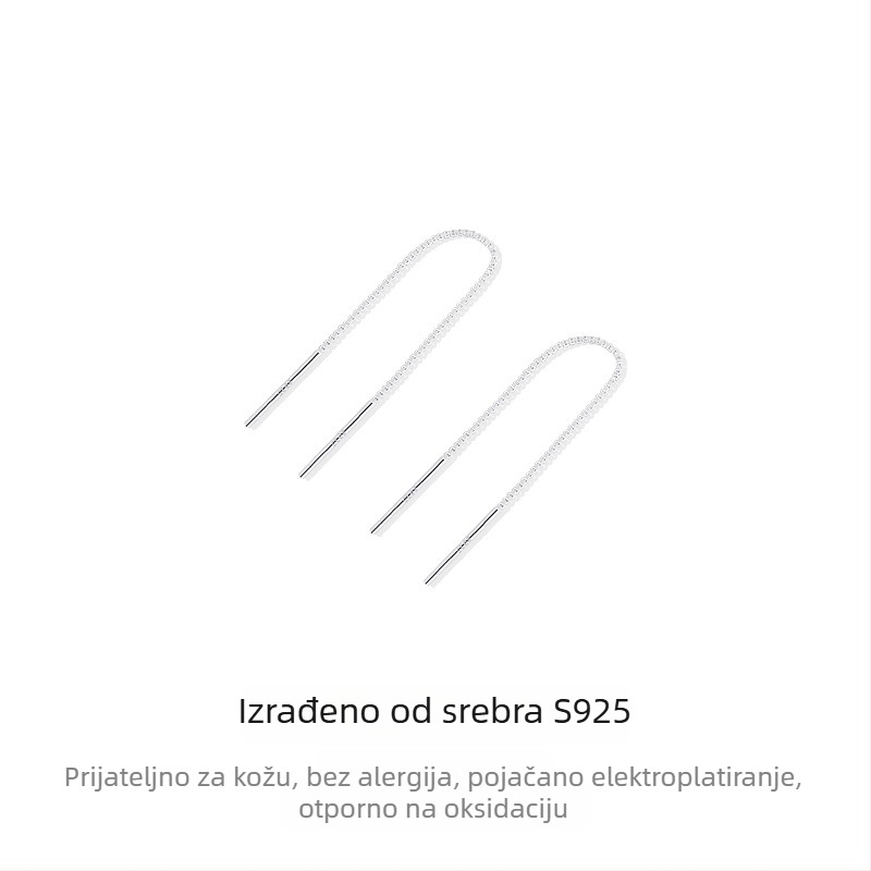 Naušnice od 925 srebra, duge resice, minimalistički dizajn, za žene
