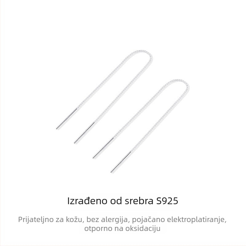 Naušnice od 925 srebra, duge resice, minimalistički dizajn, za žene