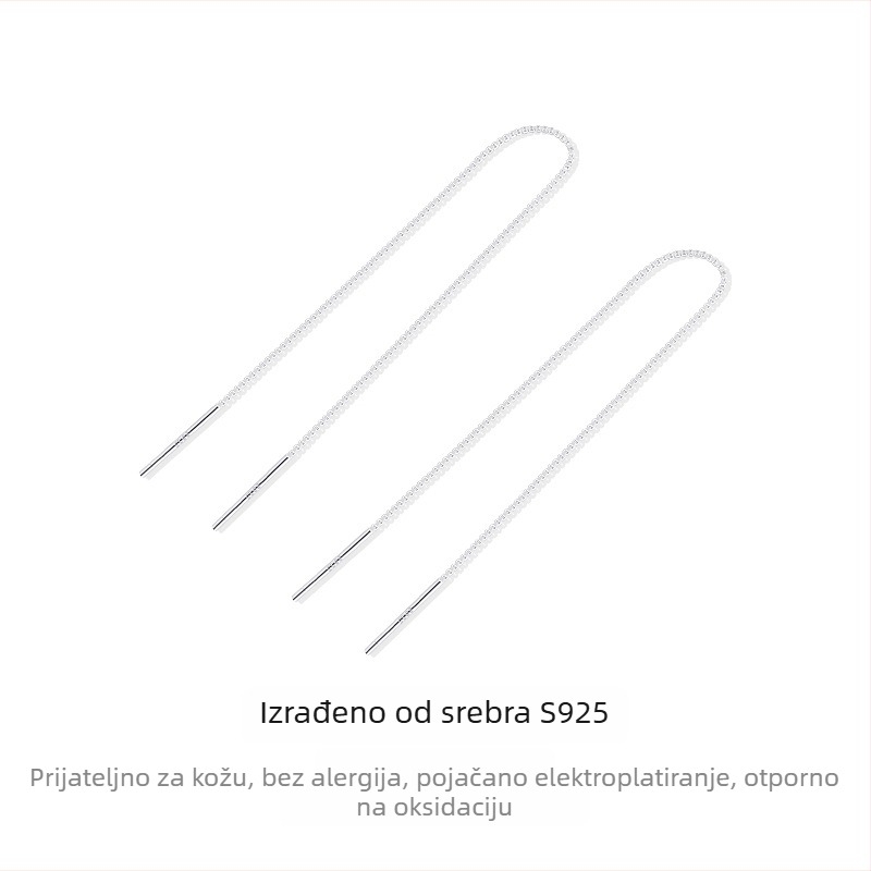 Naušnice od 925 srebra, duge resice, minimalistički dizajn, za žene