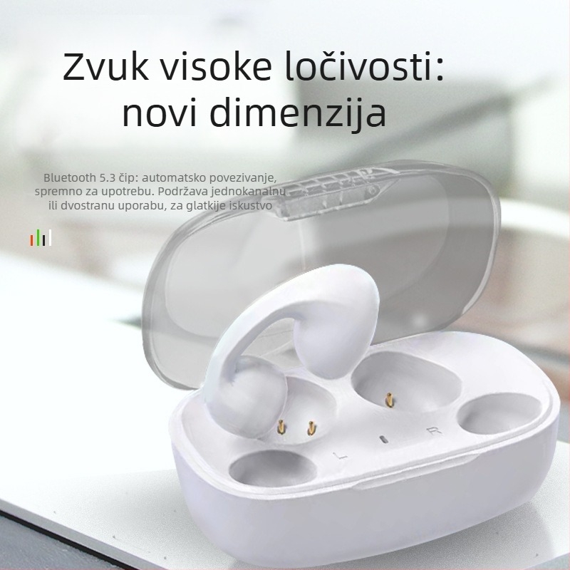 Sportske slušalice s klipom za uho, redukcija šuma, Bluetooth 5.3, trajanje baterije 4–8 sati, domet 10–15 m, dizajn za uho