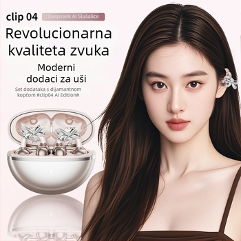 Bežične Bluetooth slušalice s klipsom za uho u obliku mašne, redukcija šuma, AI prijevod