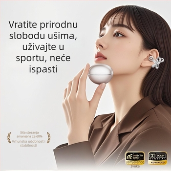 Bežične Bluetooth slušalice s klipsom za uho u obliku mašne, redukcija šuma, AI prijevod