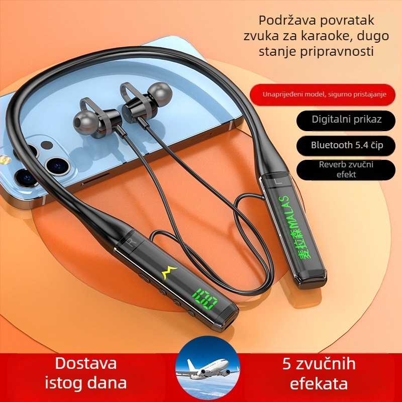 Bluetooth slušalice za vratni pojas s otklanjanjem buke, dugo vrijeme rada baterije i reprodukcijom glazbe za sport (Bluetooth 5.0; dizajn za vrat; trajanje baterije >8 sati; vodootporne; reprodukcija glazbe)