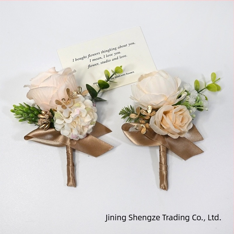 Šumski stil vjenčani corsage - umjetni corsage od vrpce za kumove, kumice, oca i majku