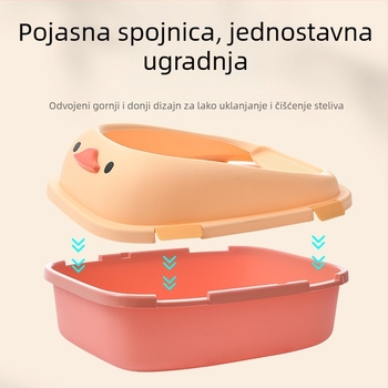 Otvorena kutija za pijesak mačke, protiv prskanja, velika, s uklonjivom kopčom, jednostavna za čišćenje, poluotvorena mačja WC