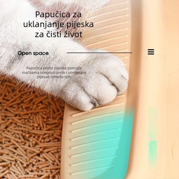 Otvorena kutija za pijesak mačke, protiv prskanja, velika, s uklonjivom kopčom, jednostavna za čišćenje, poluotvorena mačja WC