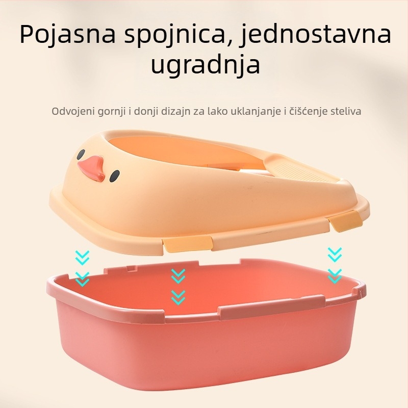 Otvorena kutija za pijesak mačke, protiv prskanja, velika, s uklonjivom kopčom, jednostavna za čišćenje, poluotvorena mačja WC