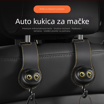 Zouwu auto kukica za stražnji naslon sjedala — višenamjenski skriveni dizajn, crtani stil; Materijal: mikrovlaknena koža + ABS + željezna ploča; Funkcije: unutarnja dekoracija i skladištenje