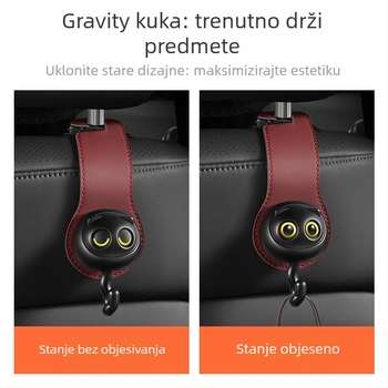 Zouwu auto kukica za stražnji naslon sjedala — višenamjenski skriveni dizajn, crtani stil; Materijal: mikrovlaknena koža + ABS + željezna ploča; Funkcije: unutarnja dekoracija i skladištenje