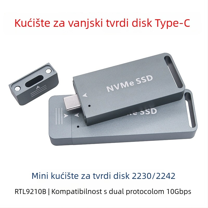 M.2 NVMe NGFF Type-C kućište za SSD, 2230/2242, 10Gbps USB-C, izravno umetanje