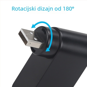 HCXD Hub+ USB 2.0 3-portni HUB s rotirajućim dizajnom i višenamjenskim čitačem kartica — 480 Mbps, napajanje putem USB-a