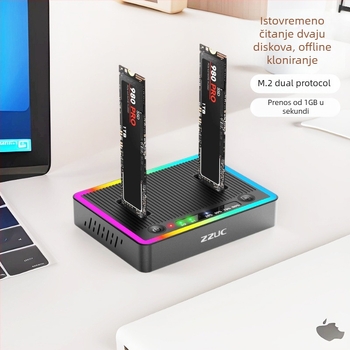 M.2 dvostruki protokol klon stanica s dvostrukim utorima (SATA/NVMe), offline kopiranje, podrška 16TB