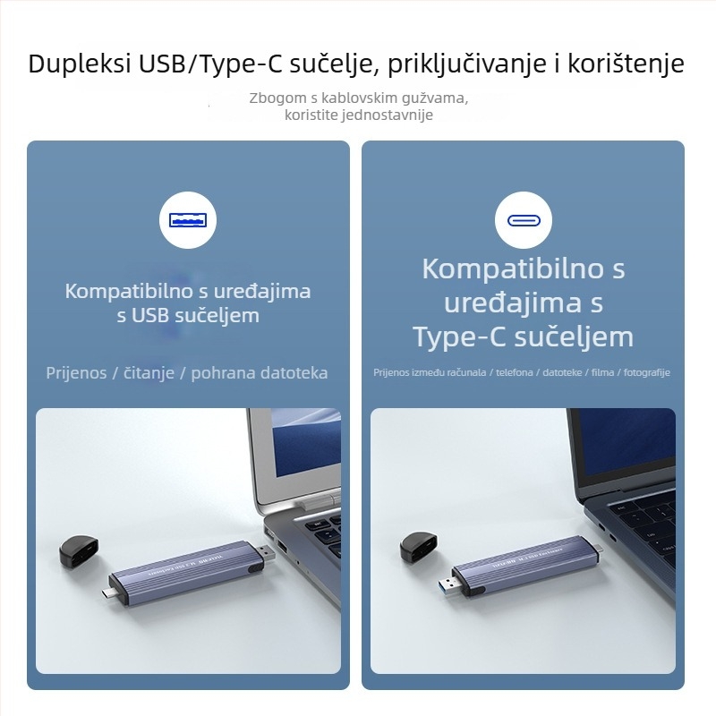Vanjska NVMe M.2 SSD kućišta, Type-C USB 3.1, aluminijski okvir, do 2 TB, 10 Gbps