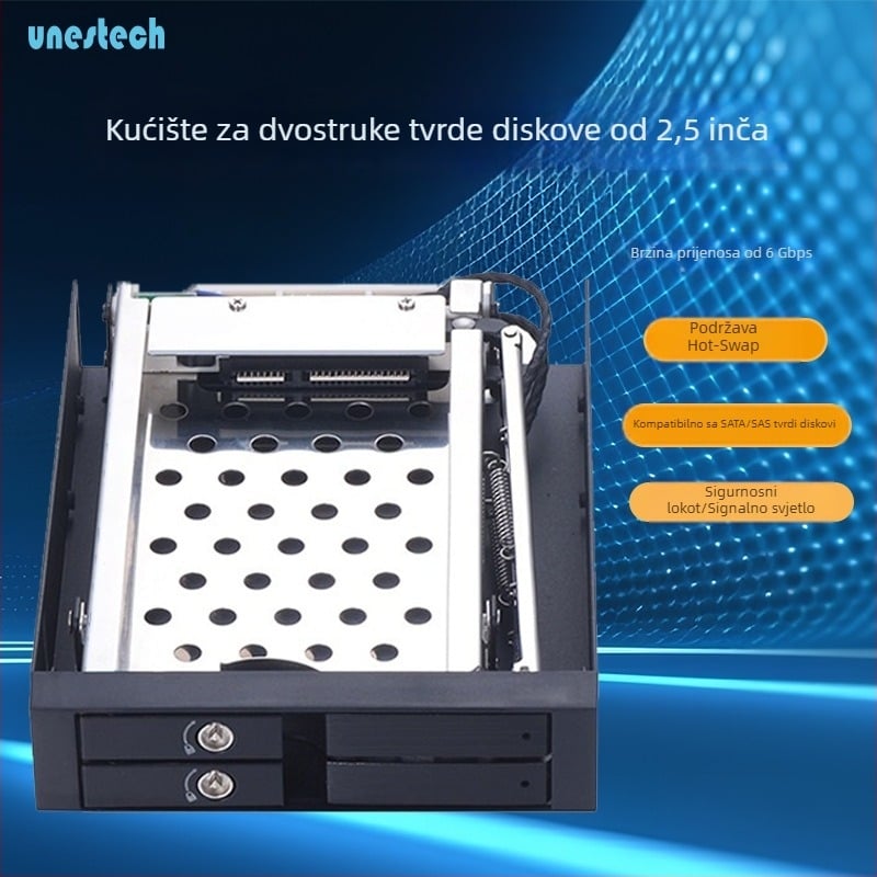 2,5-inčni dvostruki kućište za tvrdi disk, SATA III, hot-swap s zaključavanjem, aluminijska legura