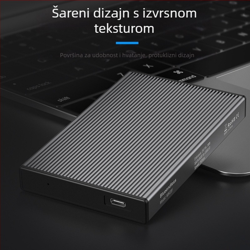 Vanjska kutija za SSD SATA s USB 3.0 i Type-C, aluminijska legura + ABS, do 4TB, prijenos do 6 Gbps