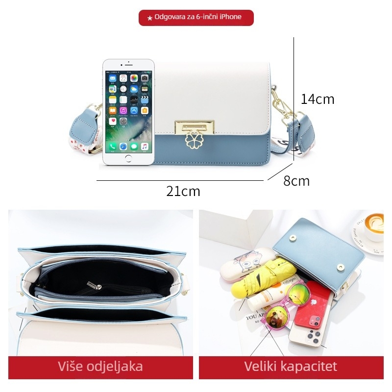 Ženska torbica za rameno s rhombusnim dizajnom, PU materijal, horizontalni kvadratni oblik, magnetsko zatvaranje, unutarnja struktura džepova: zip džep, džep za telefon, džep za ID