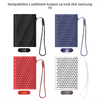Silikonsko kućište za Samsung T9 SSD – otpornost na pad, seizmička zaštita, odvod topline; model T9; uz nosivi kaiš