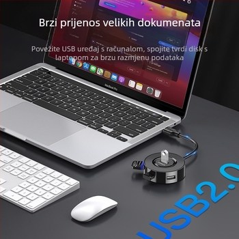 USB 2.0 hub, 4-port, USB proširenje dok bez vanjskog napajanja, model US018, brzina prijenosa 300 MB/s