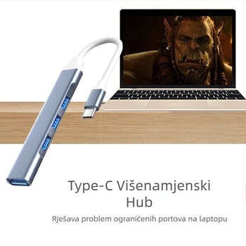 Type-C USB 3.0 docking s četiri porta za laptop, kabel 0,2 m, bez vanjskog napajanja