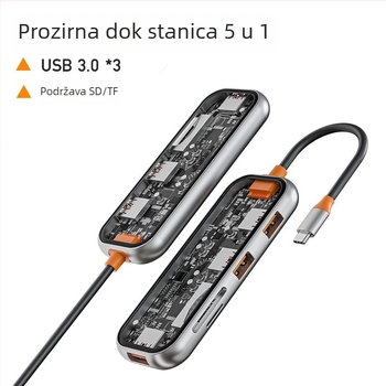 HCET W501 Type-C docking stanica s HDMI, RJ45, USB 3.0 i čitačem SD kartice