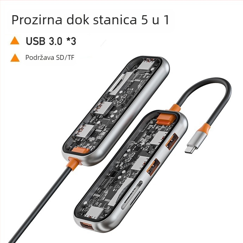 HCET W501 Type-C docking stanica s HDMI, RJ45, USB 3.0 i čitačem SD kartice